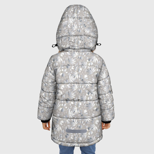 Зимняя куртка для девочек 3D с принтом Белые объемные узоры, вид сзади #2