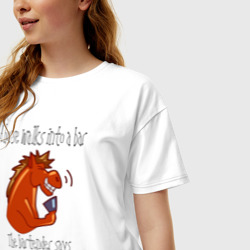 Женская футболка хлопок Oversize Шутка про лошадь и бармена - фото 2