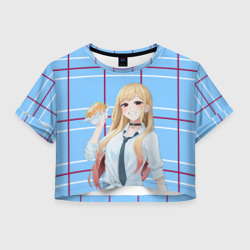 Женская футболка Crop-top 3D Марин Китагава школьная форма