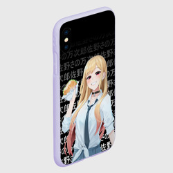 Чехол для iPhone XS Max матовый Марин Китагава с бургером иероглифы - фото 2