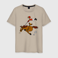 Мужская футболка хлопок Скачки лошади с жокеем
