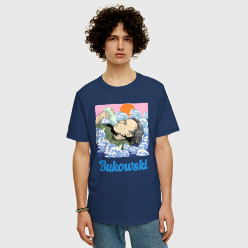 Мужская футболка хлопок Oversize с принтом Буковски Чарльз, фото на моделе #1