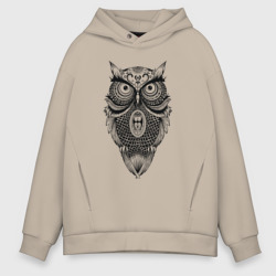 Мужское худи Oversize хлопок Сова в стиле Мандала Mandala Owl