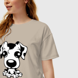 Женская футболка хлопок Oversize Глазастый щенок далматинца Милашка Big-eyed Dalmatian puppy Cutie - фото 2