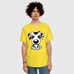 Мужская футболка хлопок Oversize Глазастый щенок далматинца Милашка Big-eyed Dalmatian puppy Cutie - фото 2