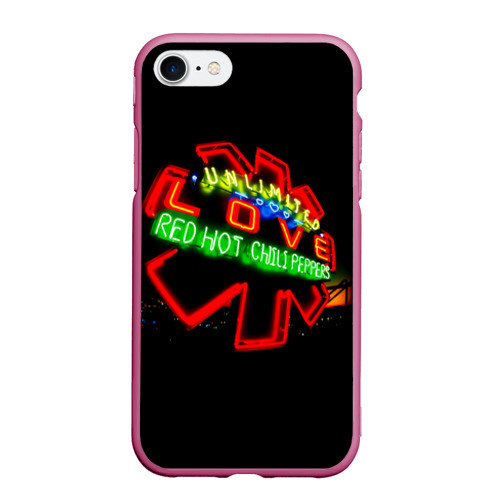 Чехол для iPhone 7/8 матовый Unlimited Love - Red Hot Chili Peppers, цвет малиновый