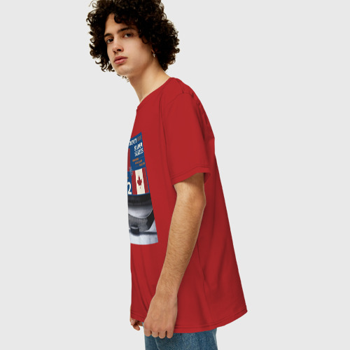 Мужская футболка хлопок Oversize с принтом Хоккей cуперсерия 1972, вид сбоку #3