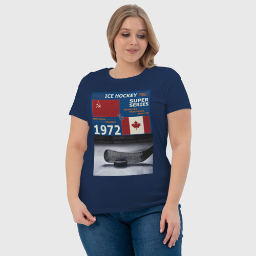 Женская футболка хлопок с принтом Хоккей cуперсерия 1972, фото #4