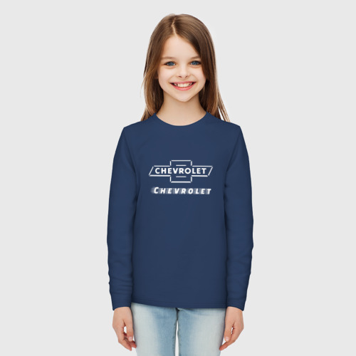Детский лонгслив хлопок Chevrolet, цвет темно-синий - фото 5