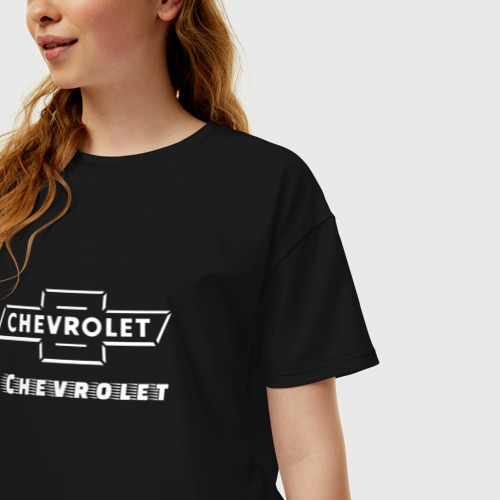 Женская футболка хлопок Oversize Chevrolet, цвет черный - фото 3