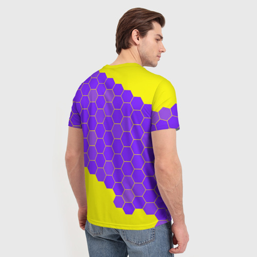 Мужская футболка 3D с принтом ФОРТНАЙТ - ЛАМА + Соты, вид сзади #2