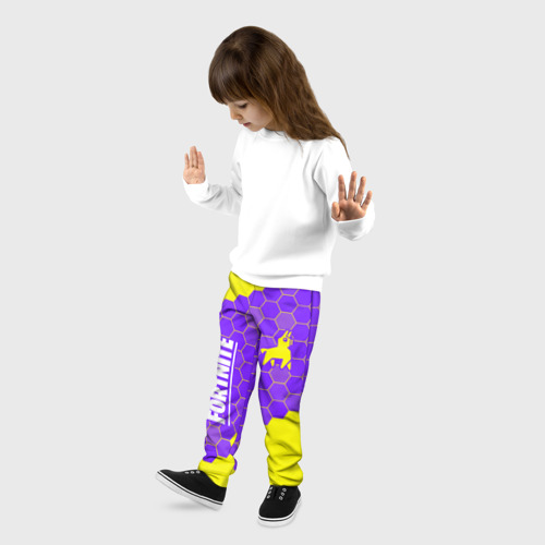Детские брюки 3D с принтом ФОРТНАЙТ - ЛАМА + Соты, фото на моделе #1
