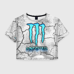 Женская футболка Crop-top 3D Monster white белый монстр