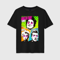 Женская футболка хлопок Oversize Green Day Грин Дэй постер