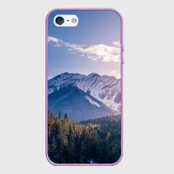 Чехол для iPhone 5/5S матовый Горы Лес Солнце