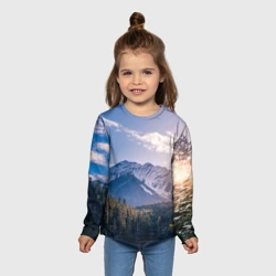 Детский лонгслив 3D Горы Лес Солнце - фото 2