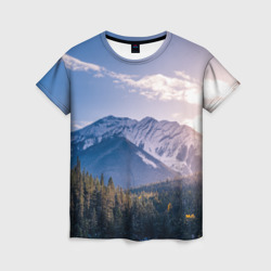 Женская футболка 3D Горы Лес Солнце