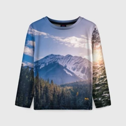 Детский лонгслив 3D Горы Лес Солнце