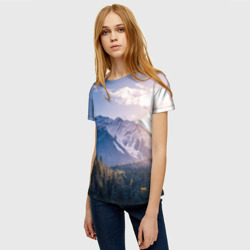 Женская футболка 3D Горы Лес Солнце - фото 2