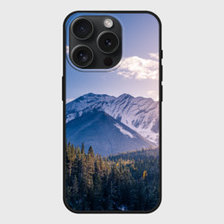 Чехол силиконовый для Apple iPhone 15 Pro матовый Горы Лес Солнце