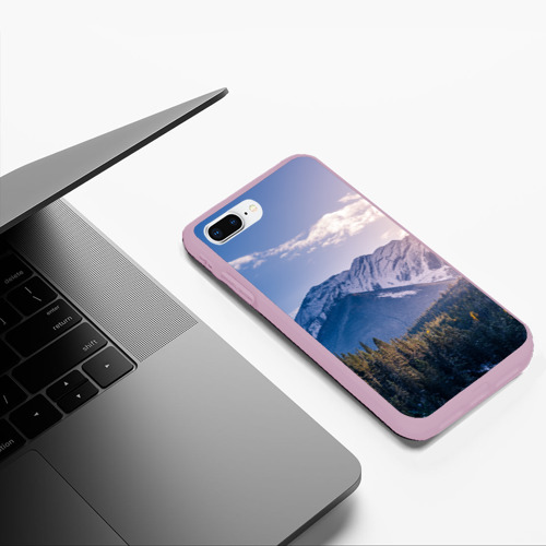 Чехол для iPhone 7Plus/8 Plus матовый Горы Лес Солнце, цвет розовый - фото 5