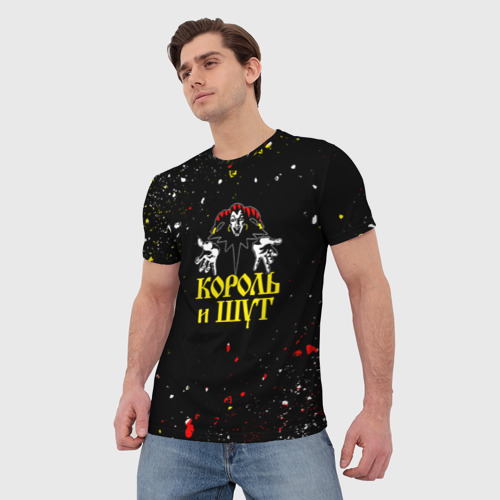 Мужская футболка 3D Король и шут цветные брызги, цвет 3D печать - фото 3