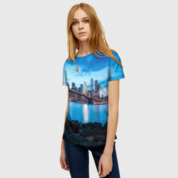 Женская футболка 3D Закат в мегаполисе - фото 2