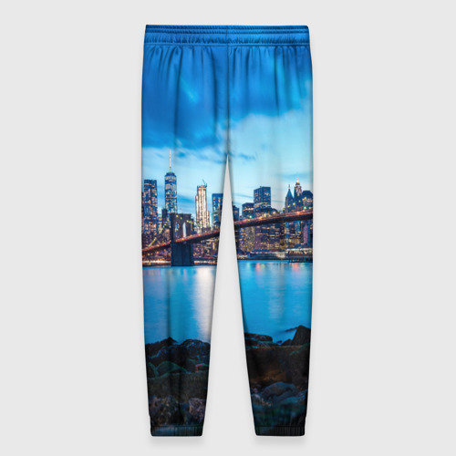 Женские брюки 3D с принтом Закат в мегаполисе, вид сзади #1