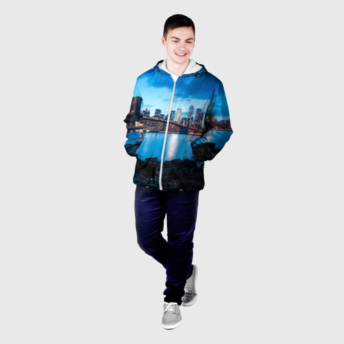 Мужская куртка 3D Закат в мегаполисе, цвет 3D печать - фото 3