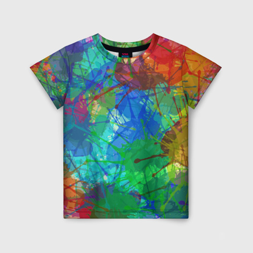 Детская футболка 3D Разноцветные кляксы, цвет 3D печать