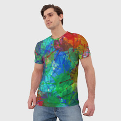 Мужская футболка 3D Разноцветные кляксы - фото 2