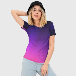 Женская футболка 3D Slim Розовофиолетовый градиент - фото 2