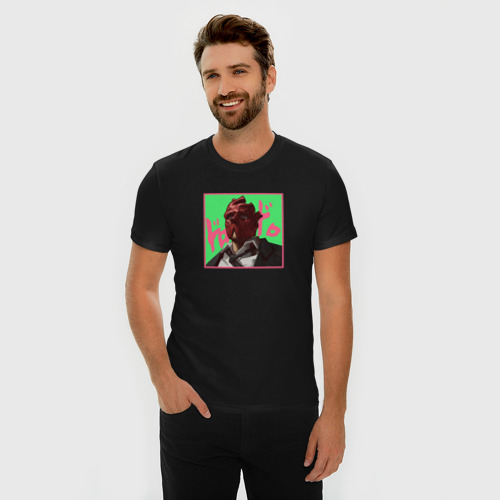 Мужская футболка хлопок Slim Шин арт, цвет черный - фото 3