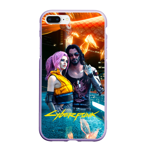 Чехол для iPhone 7Plus/8 Plus матовый  Cyberpunk2077 Johnny Vi girl , цвет светло-сиреневый