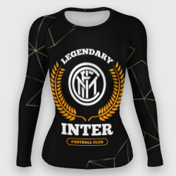 Женский рашгард 3D Лого Inter и надпись Legendary Football Club на темном фоне