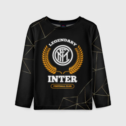 Детский лонгслив 3D Лого Inter и надпись Legendary Football Club на темном фоне