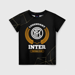 Детская футболка 3D Лого Inter и надпись Legendary Football Club на темном фоне