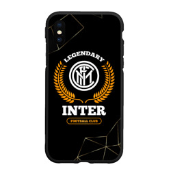 Чехол для iPhone XS Max матовый Лого Inter и надпись Legendary Football Club на темном фоне