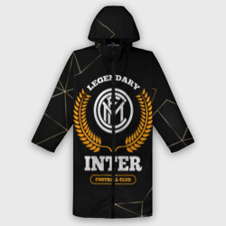 Мужской дождевик 3D Лого Inter и надпись Legendary Football Club на темном фоне