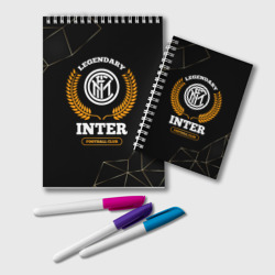 Блокнот Лого Inter и надпись Legendary Football Club на темном фоне