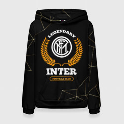 Женская толстовка 3D Лого Inter и надпись Legendary Football Club на темном фоне