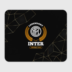 Прямоугольный коврик для мышки Лого Inter и надпись Legendary Football Club на темном фоне