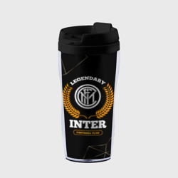 Термокружка-непроливайка Лого Inter и надпись Legendary Football Club на темном фоне