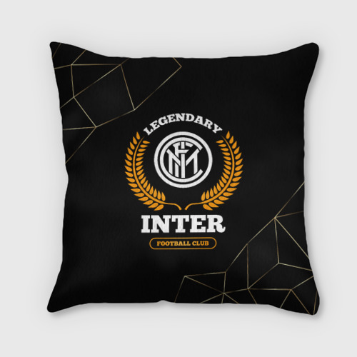 Подушка 3D Лого Inter и надпись Legendary Football Club на темном фоне