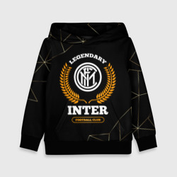 Детская толстовка 3D Лого Inter и надпись Legendary Football Club на темном фоне