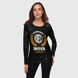 Женский лонгслив 3D Лого Inter и надпись Legendary Football Club на темном фоне - фото 2