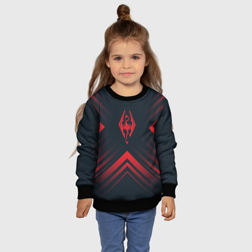 Детский свитшот 3D Красный Символ Skyrim на темном фоне со стрелками, цвет 3D печать - фото 7
