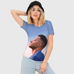 Женская футболка 3D Slim Футболист Килиан Мбаппе - фото 2