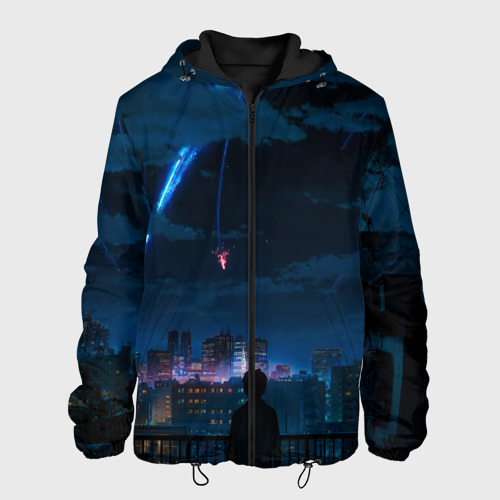 Мужская куртка 3D с принтом Мальчик смотрит в небо, вид спереди #2