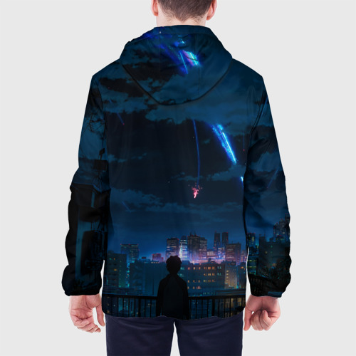Мужская куртка 3D с принтом Мальчик смотрит в небо, вид сзади #2